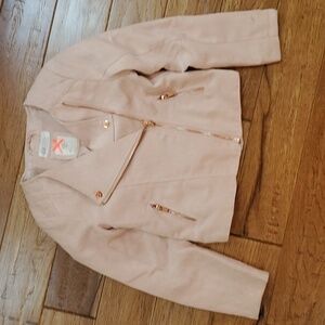 H&M pink faux suede moto jacket